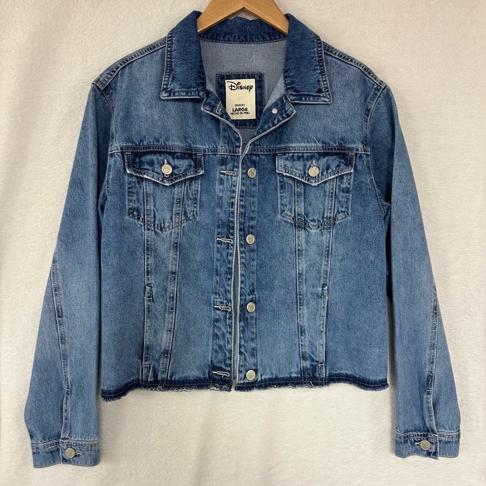 Disney Mickey Mouse Graphic Raw Hem Jean Jacket size L - Picture 4 of 12